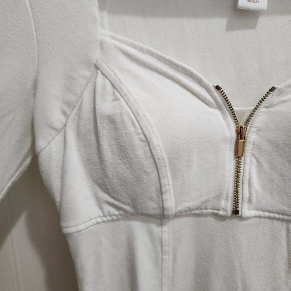 Cache Women's 3/4 Sleeve Zip Sweetheart Neck Knit Corset Style Top White Size XS - Picture 4 of 11
